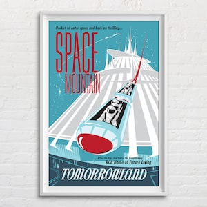 Space Mountain RCA Poster Reproduction Print, Retro Tomorrowland Disneyland, Disney World Magic Kingdom Themed Room Home Decoration Wall Art