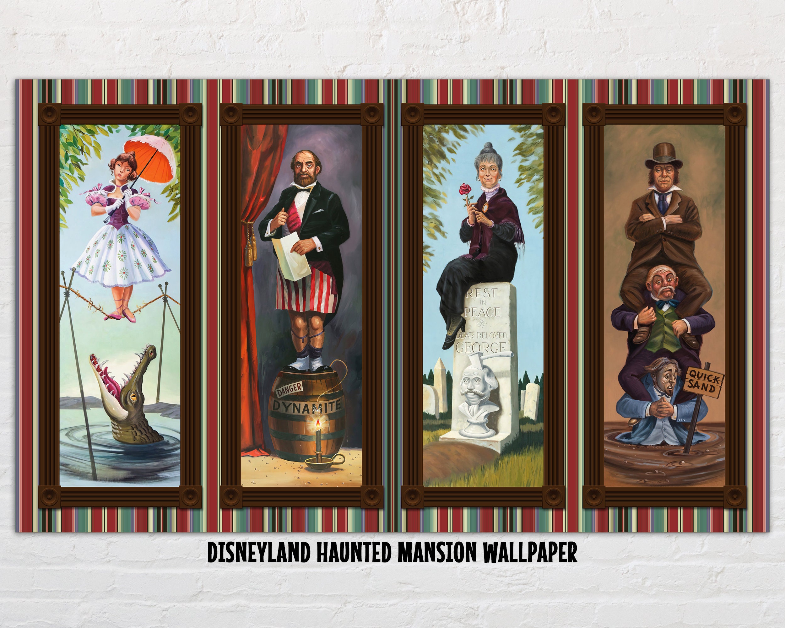 Haunted Mansion Stretching Room Portraits on Wallpaper Background