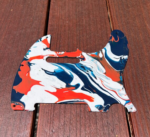 Pour painted Fender Telecaster Pickguard. Blue Orange White Etsy