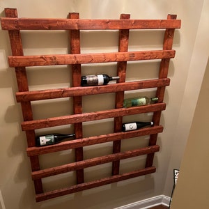 6 Tier Wall Mounted Wall Rack, Store 3 Bottle Wine Rack in Each Row(18 Wine Bottle Holder Display Shelf), Farmhouse Home Bar Decor, Large