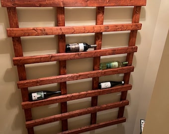 6 Tier Wall Mounted Wall Rack, Store 3 Bottle Wine Rack in Each Row(18 Wine Bottle Holder Display Shelf), Farmhouse Home Bar Decor, Large