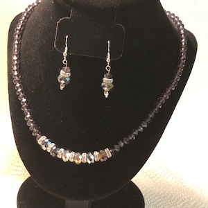Amethyst crystals with crystal accents necklace and earrings set