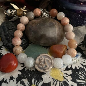 Sunstone and MoonStone Om Bracelet