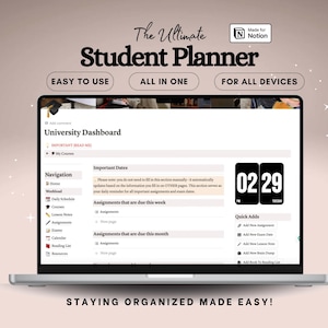 Student Notion Template Digital Student Planner Academic Planner College Student Planner Template Student planner notion