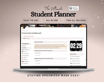 Student Notion Template Digital Student Planner Academic Planner College Student Planner Template Student planner notion