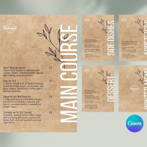 Minimal, Restaurant-Menü, Canva-Vorlage, bearbeitbar, Restaurant, Menüvorlage, minimalistisches Menü, Standardgröße, Sofort-Download, Café