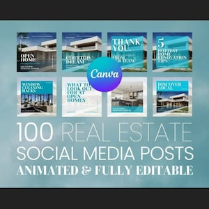 Editable Real Estate Social Media Canva Templates | Instagram & Facebook Posts for Realtors | Customizable Social Media Marketing Kit
