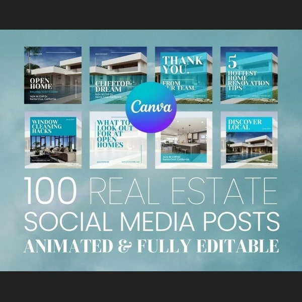 Editable social media for real estate Instagram Canva template for Real estate social networks for realtor social media marketing