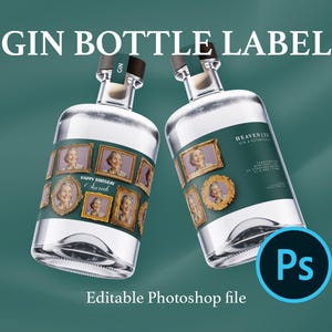 Custom Photo Gin Label, Birthday Gift (Photoshop File)