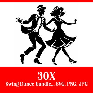30 Pacchetto SVG Swing Dance, DXF Swing Dance, PNG Swing Dance, Vettore Swing Dance, Contorno Swing Dance, Clipart Swing Dance, Ballerini Swing SVG