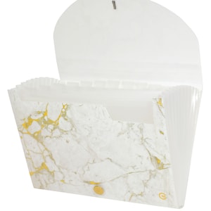 Organizador de arquivos CNK Accordian 13 bolsos Pasta de arquivo expansível para carta, porta-documentos A4 (padrão de mármore)