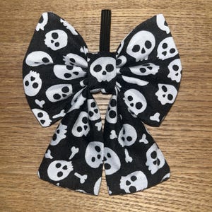 Handmade Halloween Dog Bow Tie: Spooky Skulls Pet Collar Accessory