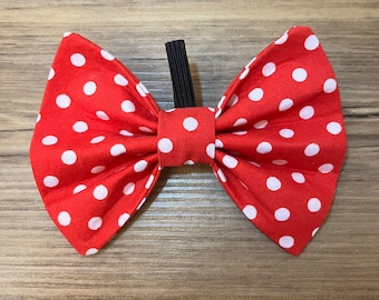 Handmade Red Polka Dot Dog Bow Tie, Cotton Pet Collar Accessory