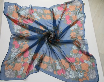 Noa Noa Chiffon Scarf – Floral Design – Extra Large