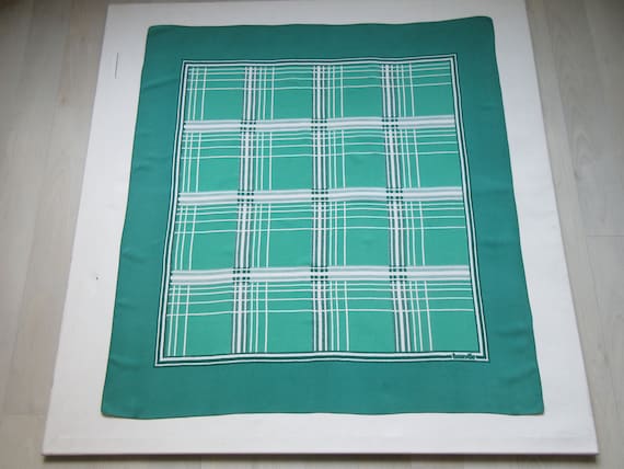 Vintage Pure Silk Scarf Signed BRUESTLE Checked E… - image 1
