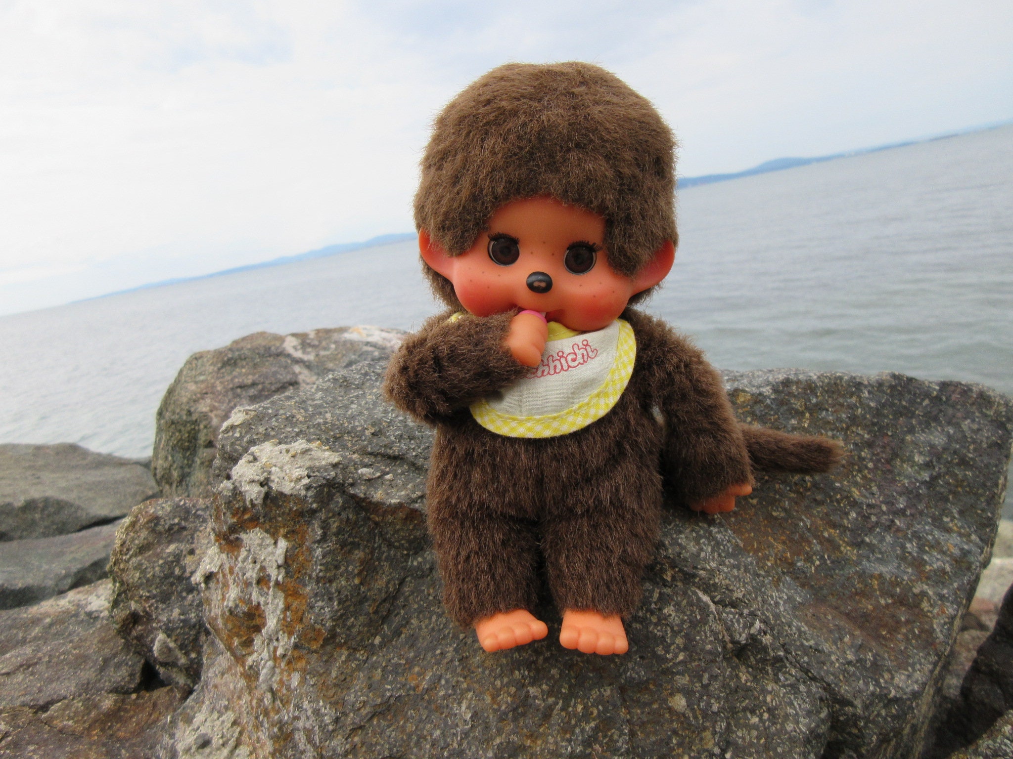 ヴィンテージ モンチッチ 瞬き目 おしゃぶり猿人形 高さ18.5cm