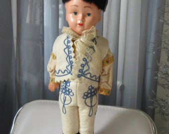 Czechoslovakian Folk Costume Doll - Czech Folk Art Collectible