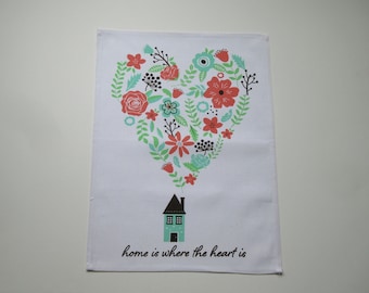 Torchon En Pur Lin Naturel. Ce Beau Torchon Imprimé À La Main