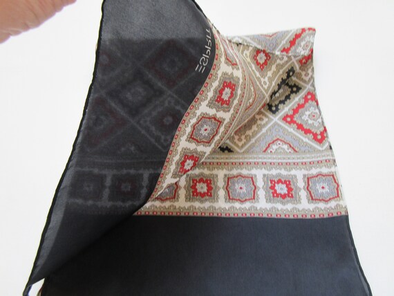 Men's Vintage Retro Classic Silk Scarf, Black Red… - image 4