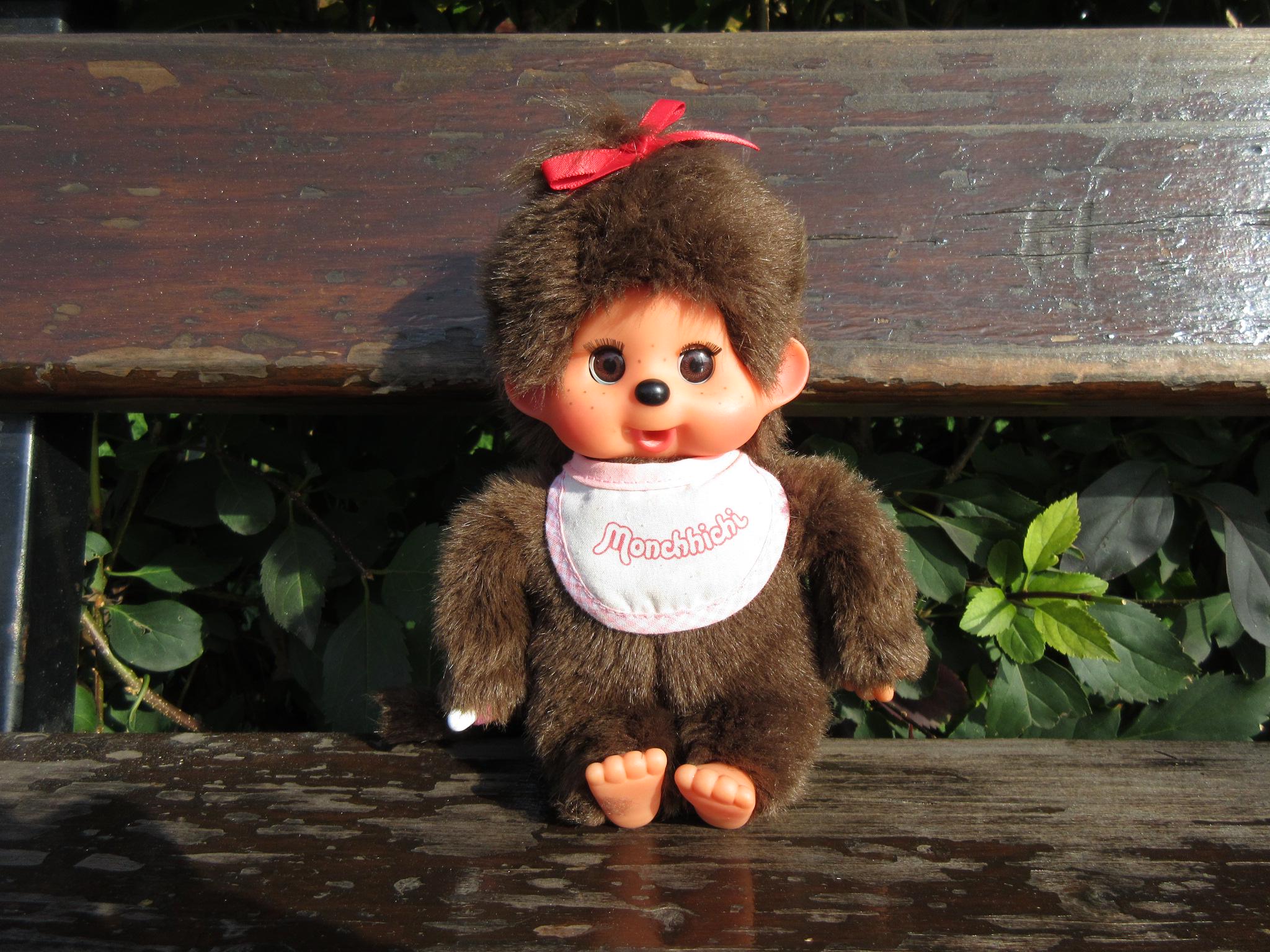 Vintage Sekiguchi Monchhichi Girl Doll: Blinking Eyes, Pacifier