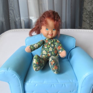 Vintage 1975 Mattel Honey Hill Bunch Doll, 5&#39;&#39; Lovely Red-haired Collectible Doll, Rubber Head Smiley Face, Cloth Body, 13cm Tall Marked