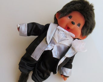 MONCHHICHI BOY BLUE BIB DOLL Sekiguchi Standard Toy Figure 7.5" Height >NEW< 