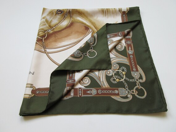 Foulard Vintage En Soie Sevini - Motif Géométrique Multicolore, Occasion, 100% Soie