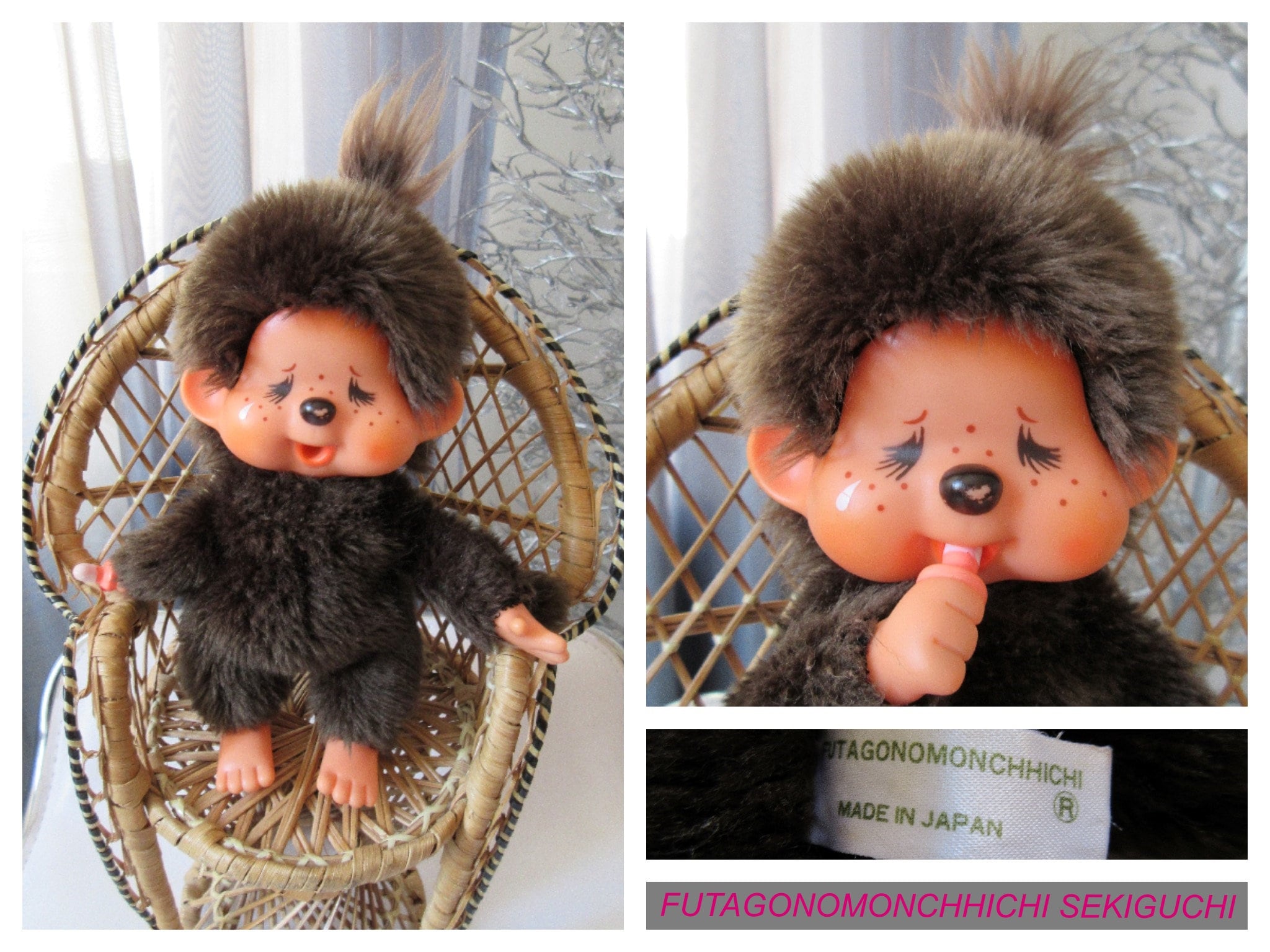 Collectible Monchhichi Monchichi Sekiguchi Boy 'A Gift From Angel' of Japan  Wedding Suit, Sucking Pacifier 