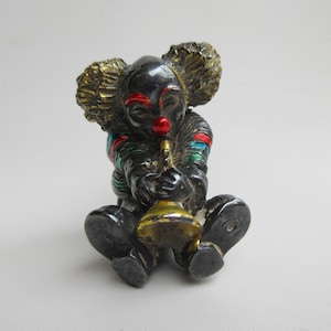 Figura vintage de payaso de plata de ley Magrino: trompetista italiano de Pagliacci