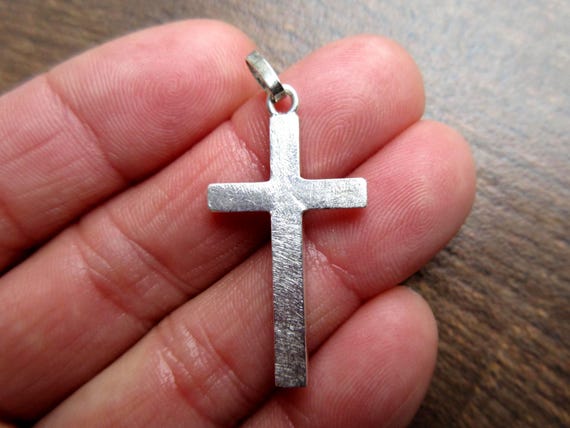 Hand-Made Textured Solid Sterling Silver Large Cr… - image 2