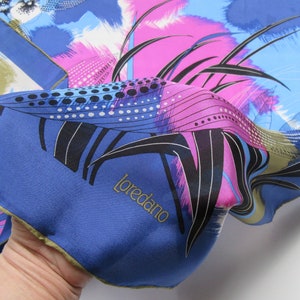 Foulard Vintage LOREDANO En Soie 100% - Motif Floral Multicolore - Italie - Occasion (bon état)