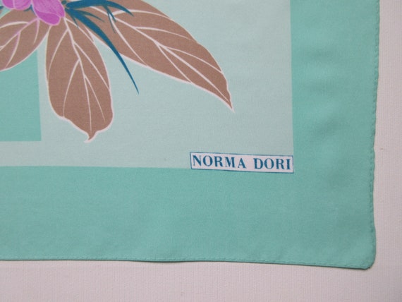 NORMA DORI Vintage Mint-Green Floral Polyester Sc… - image 7