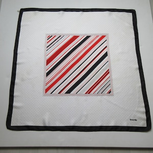 Vintage Set Of Two BRUESTLE Silk Scarves Striped Pattern Hand Rolled Edges, Square Shape, Signed