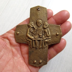 Vintage Bronze Holy Communion Cross: Last Supper, Egino Weinert