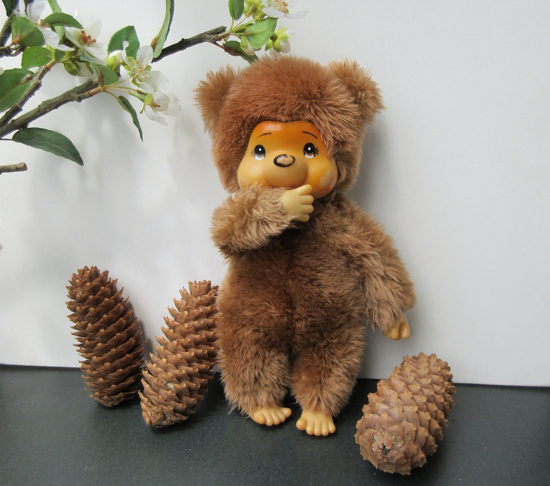 Vintage 70's Monchhichi Tobby Bear Thumb Sucking Doll