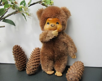 Vintage 70's Monchhichi Tobby Bear Thumb Sucking Doll, Collectible