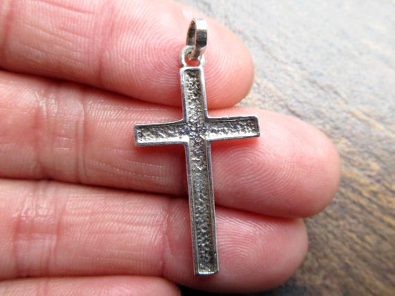 Hand-Made Textured Solid Sterling Silver Large Cr… - image 4