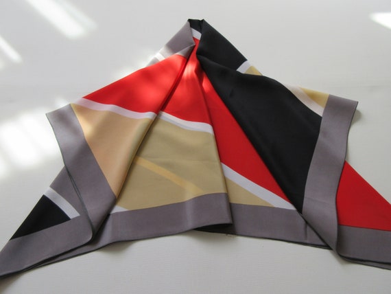 Vintage Gorgeous French Heavy Silk Scarf Abstract… - image 2