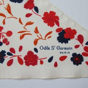 Foulard Carré Vintage Odile S'Germain - Soie 100% Française Fait Main - Motif Floral Multicolore