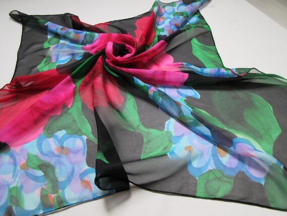 Vintage Gorgeous Bright Colorful Transparent Silk… - image 6