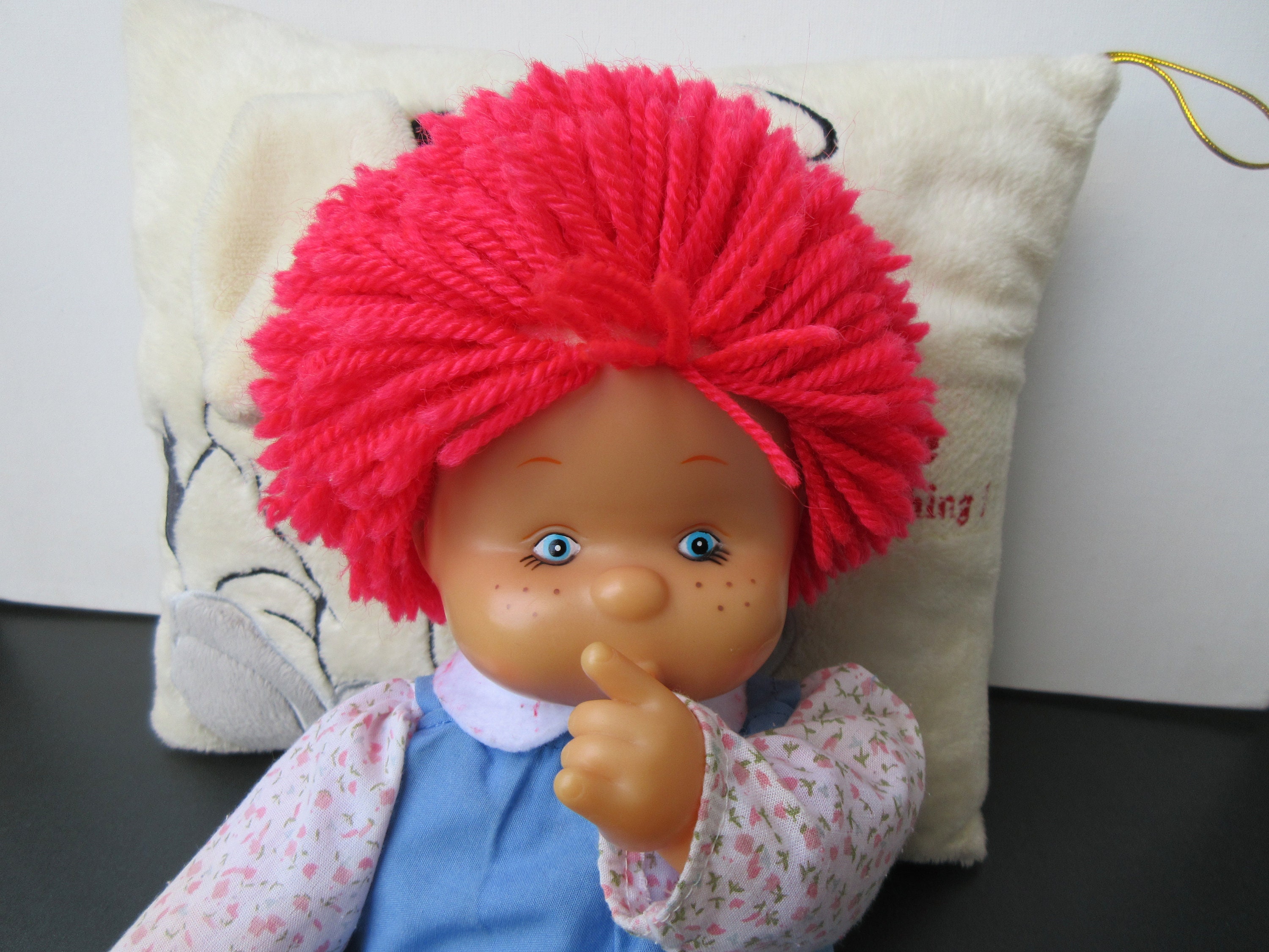 Vintage Thumb Sucking Doll, Freckles Face, Yarn Haired,  28cm tall