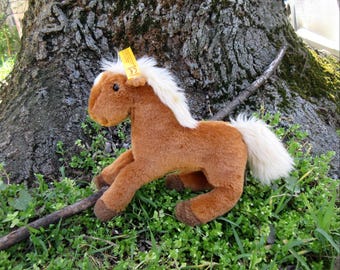 Vintage Steiff Germany Pony Plush Stuffed Animal Toy, 23cm Tall