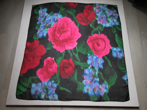 Vintage Gorgeous Bright Colorful Transparent Silk… - image 1