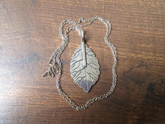 Handmade Solid Sterling Silver 950 Birch Leaf 58m… - image 4