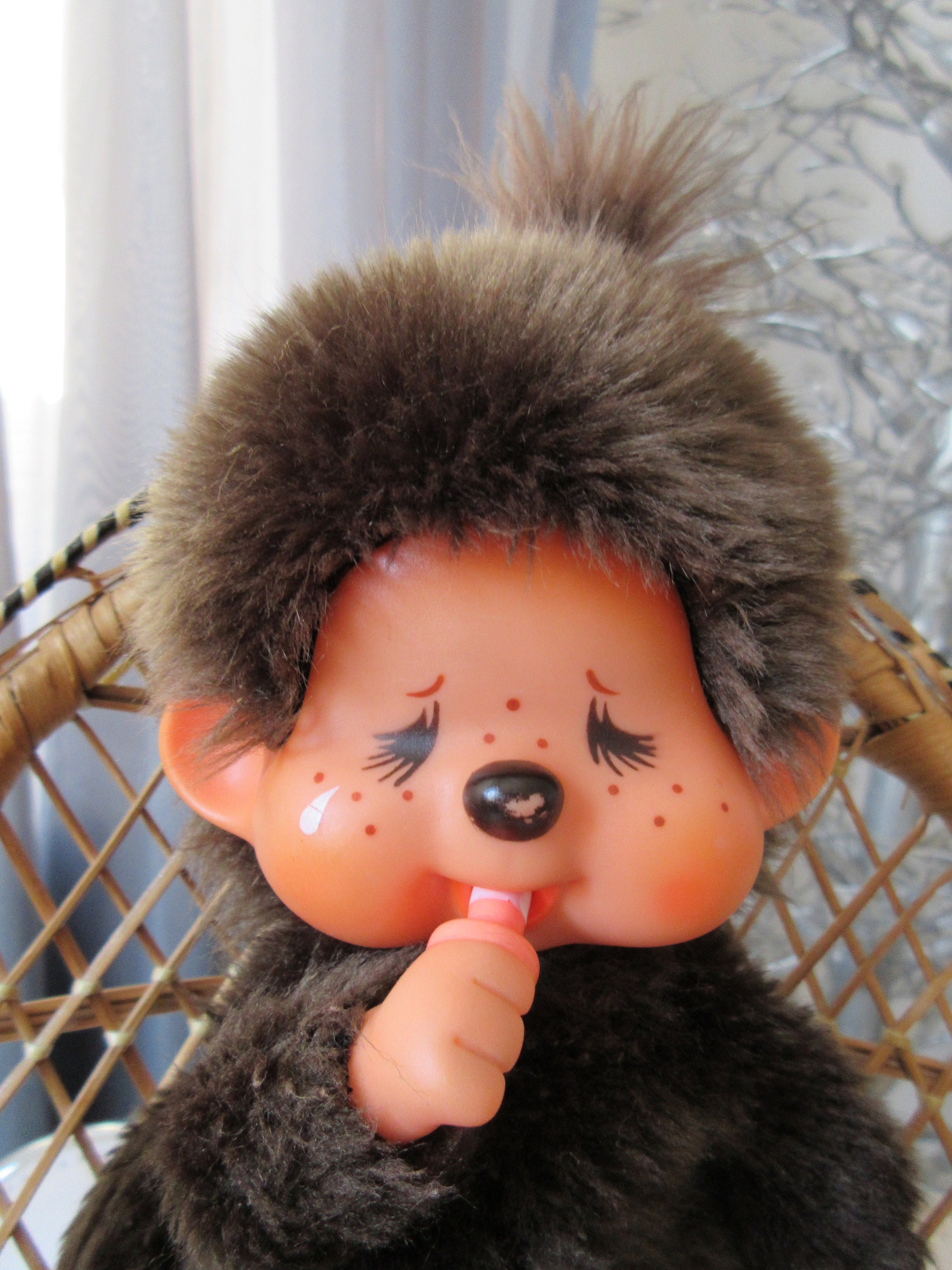 ヴィンテージ 1974年 モンチッチ 人形：泣き顔、おしゃぶり、日本製