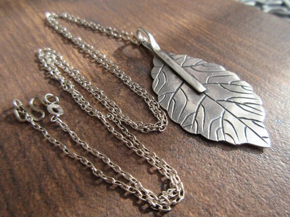 Handmade Solid Sterling Silver 950 Birch Leaf 58m… - image 2
