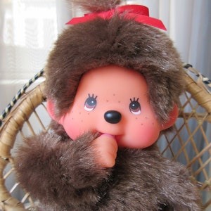 Vintage Monchhichi Girl Doll: Sekiguchi &#39;A Gift From Angel&#39; Monkey