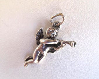 Vintage Sterling Silver Angel Pendant • Ukrainian Cherub Charm • Ethnic Religious Jewelry