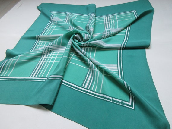 Vintage Pure Silk Scarf Signed BRUESTLE Checked E… - image 4