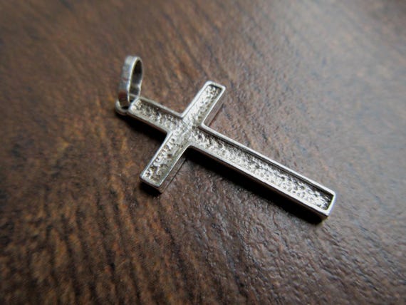 Hand-Made Textured Solid Sterling Silver Large Cr… - image 6